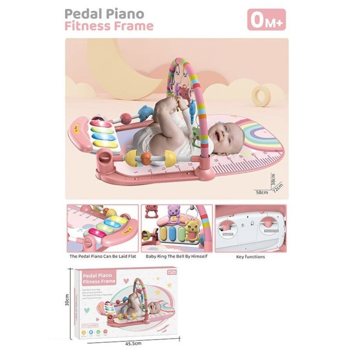Розвиваючий килимок для дітей Baby Piano Gym з дугою, піаніно та підвісками (8808-2)