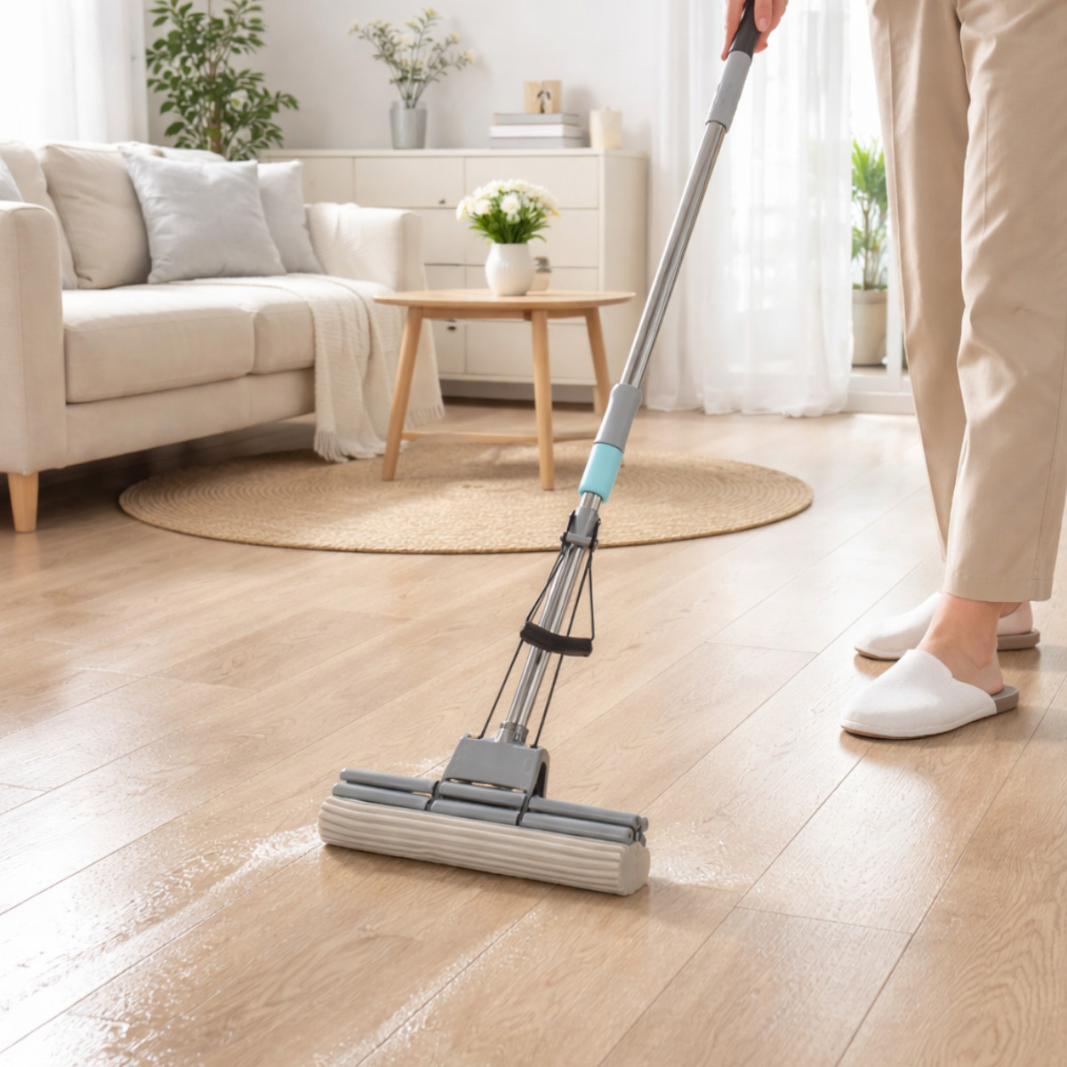 Швабра с отжимом Cleaning Mop с мягкой губкой 128 х 27 см (MH-6008)