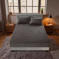Велюровое покрывало на резинке KOLOCO 180 х 200+25 см (42593) Графитовый