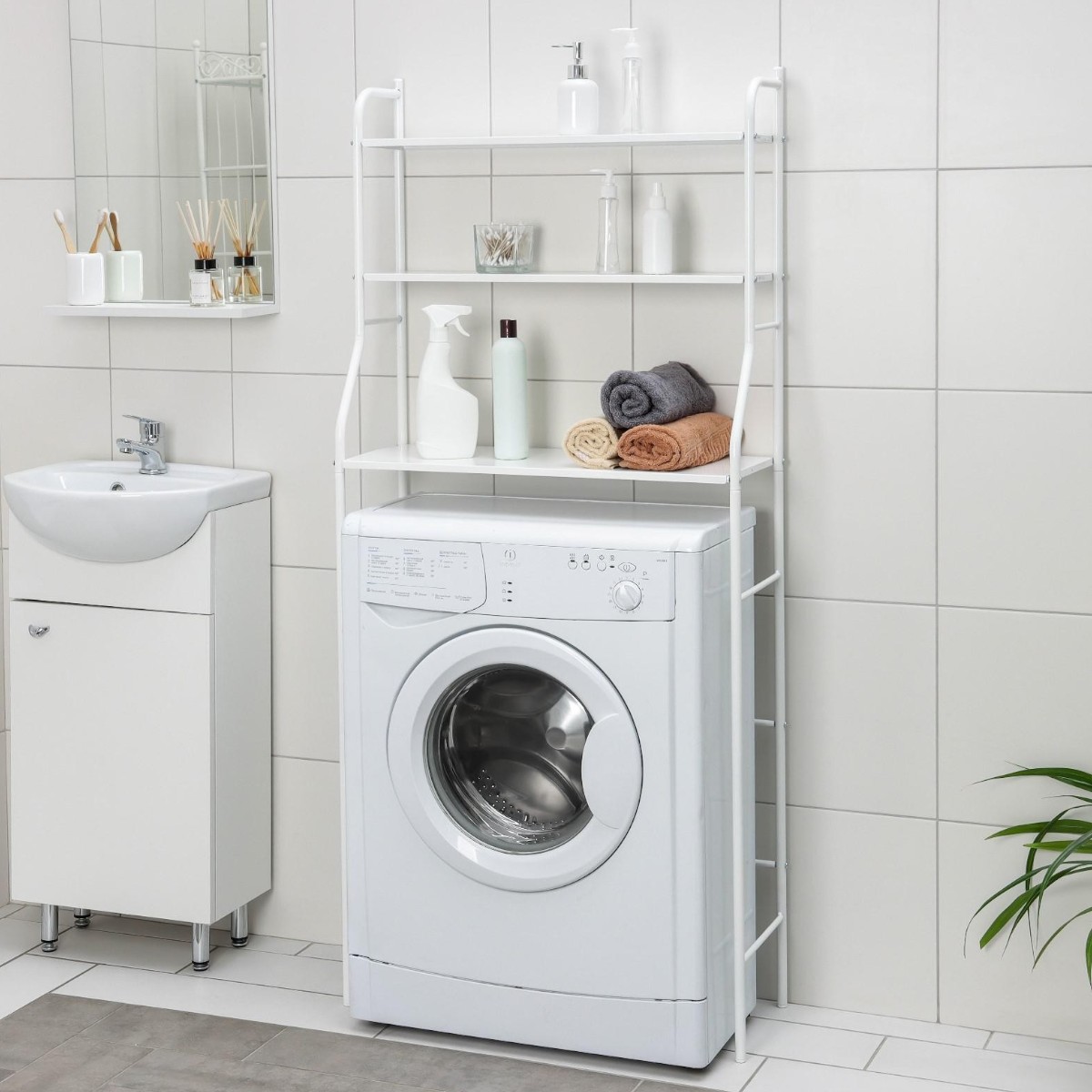 Полка стеллаж напольная над стиральной машиной Laundry Rack 65 х 25 х 155 (R94069)