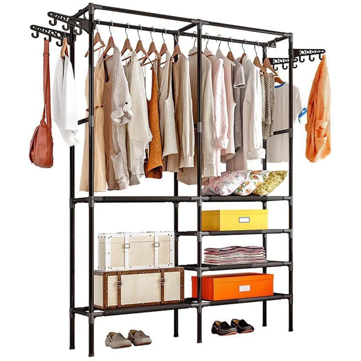 Вешалка напольная для одежды Coat Rack 2 секции (Черный)