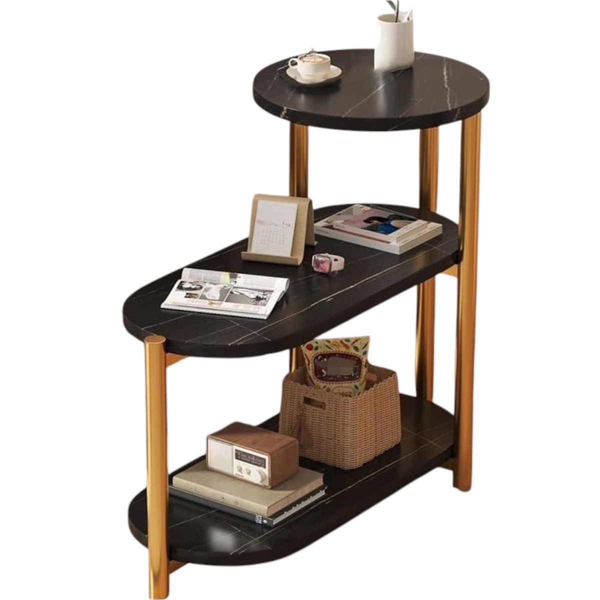 Стіл журнальний Modern Home 3 яруси 85 х 40 х 62 см (M50272-BL) Чорний