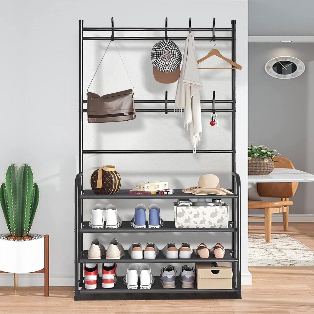 Вешалка-стойка для одежды и обуви Multifunctional Shoe & Hat Rack 80 х 25.5 х 170 см (R94054)