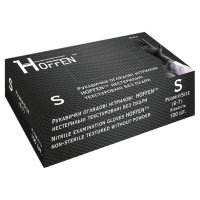 Перчатки нитриловые смотровые Hoffen текстурированные неопудренные 100 шт (HFN-13301) Черные