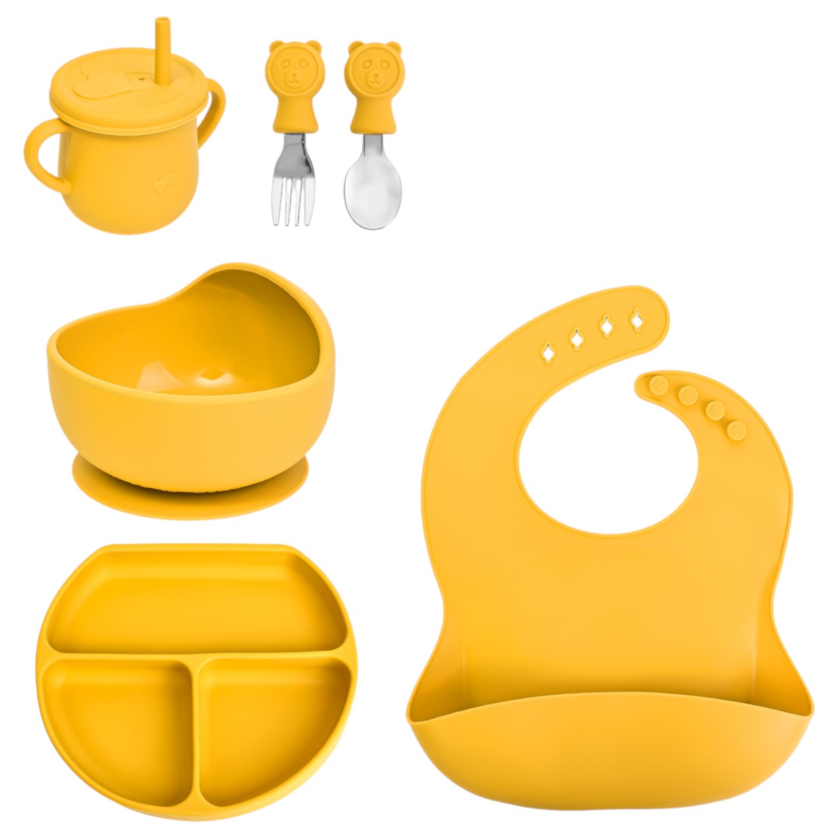 Детский силиконовый набор посуды для кормления Tableware Set 6 предметов (MA-4906)