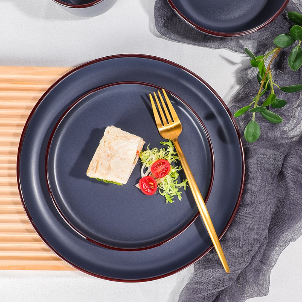 Набор столовой посуды Piece Stoneware 12 предметов (MC5579-1) Темно-синий