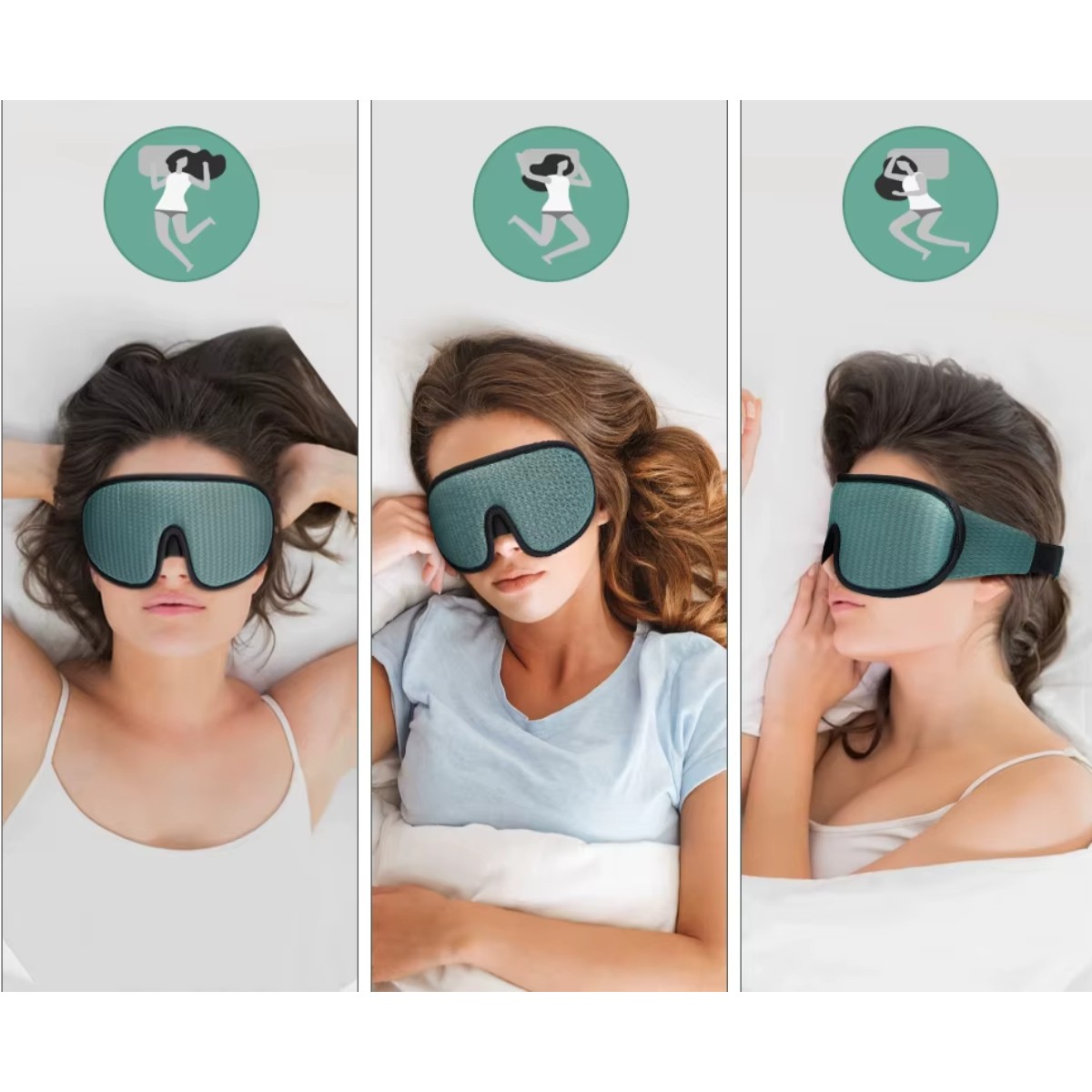 Маска на очі для сну та відпочинку з дихаючим ефектом 3D Sleep Eye Зелена