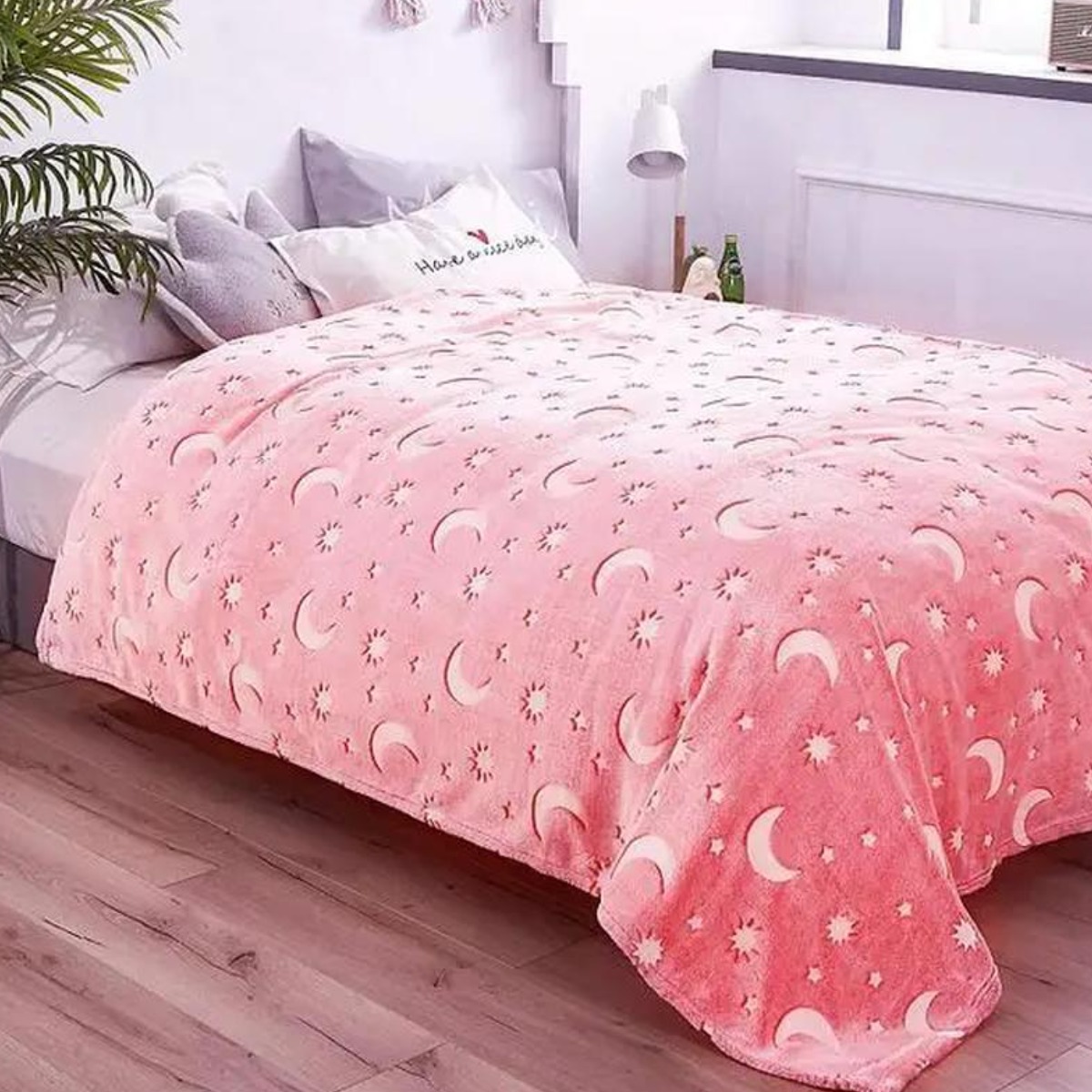 Светящийся плед Magic Blanket "Звездное небо" 120 х 180 см Розовый