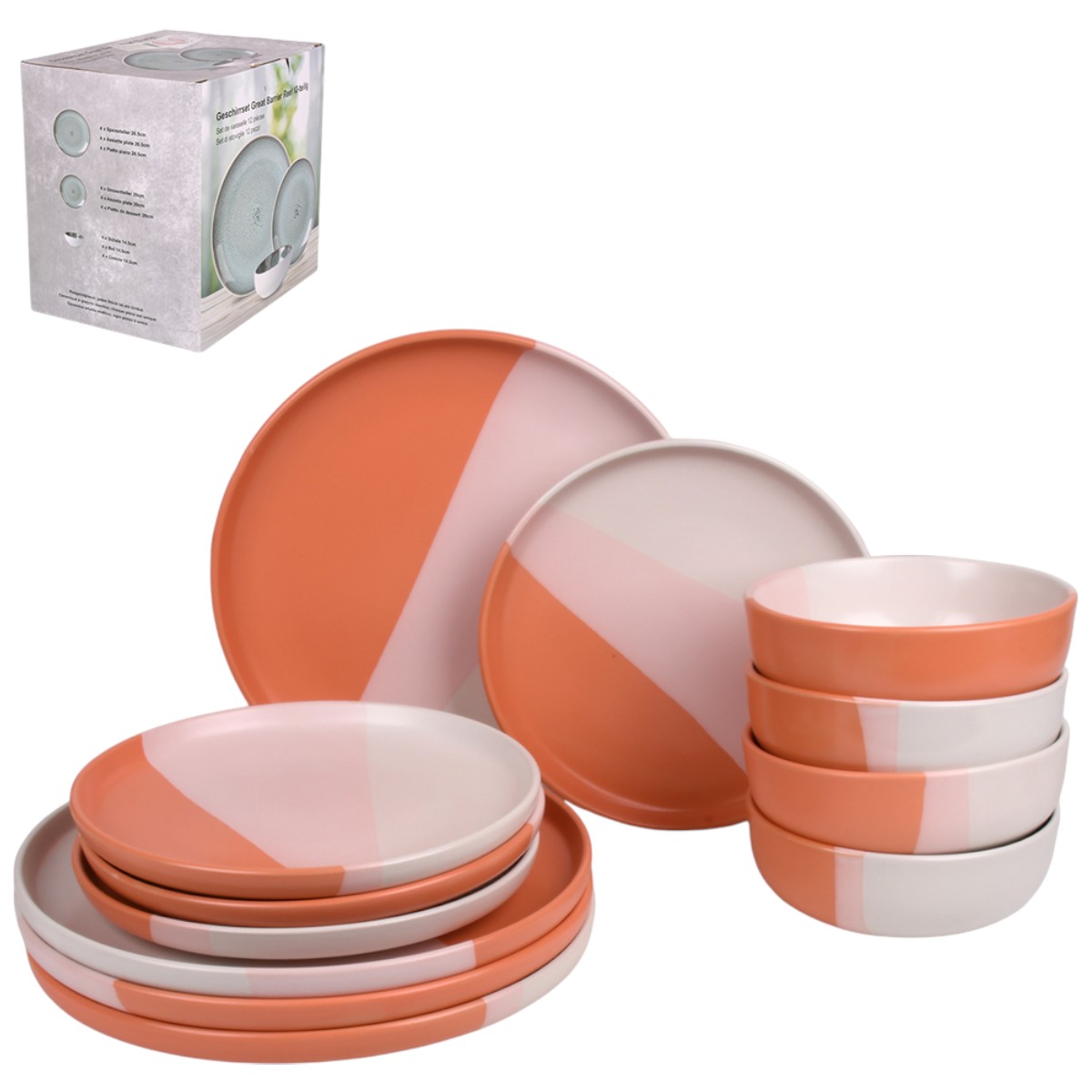 Набор столовой посуды Piece Stoneware 12 предметов (MC5580-1) Разноцветный