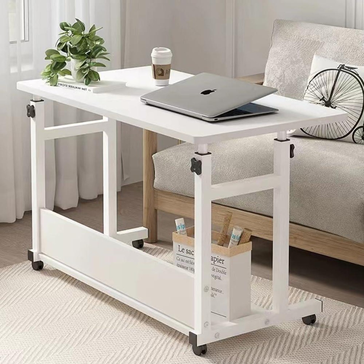 Стол компьютерный на колесиках с регулировкой высоты Laptop Table 80 х 40 х 69-90 см (M50261M-W)