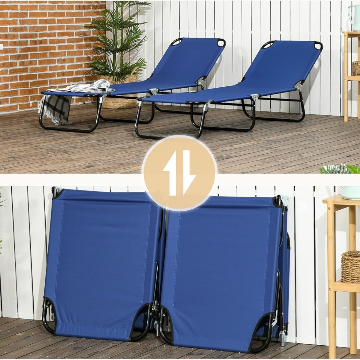 Раскладушка Folding Bed шезлонг для отдыха 185 х 56 х 26 см (MH-3300) (Синий)