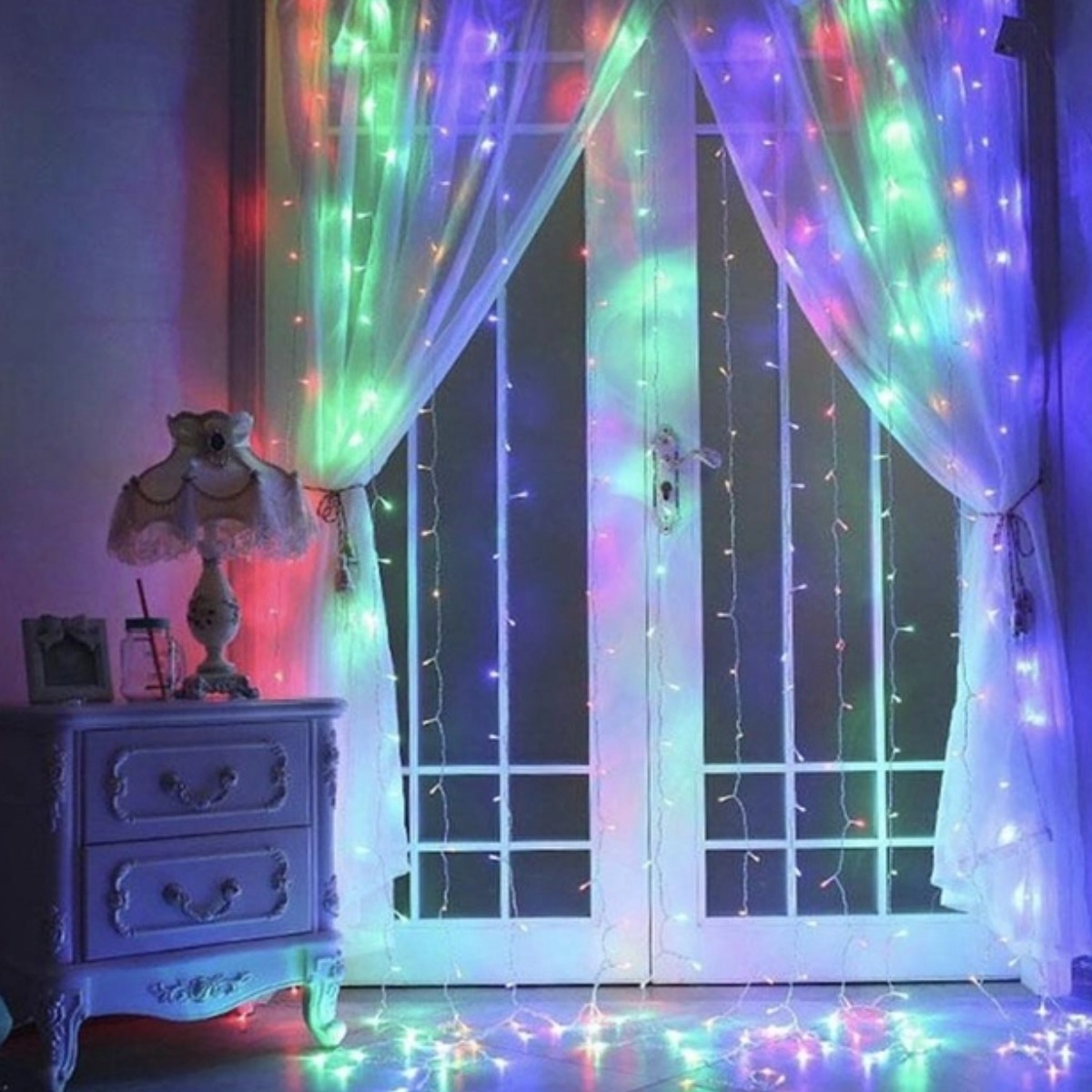 Гирлянда штора на окно Xmas "Водопад" 3 х 3 м (320-RGB) (0157) Мультицветная