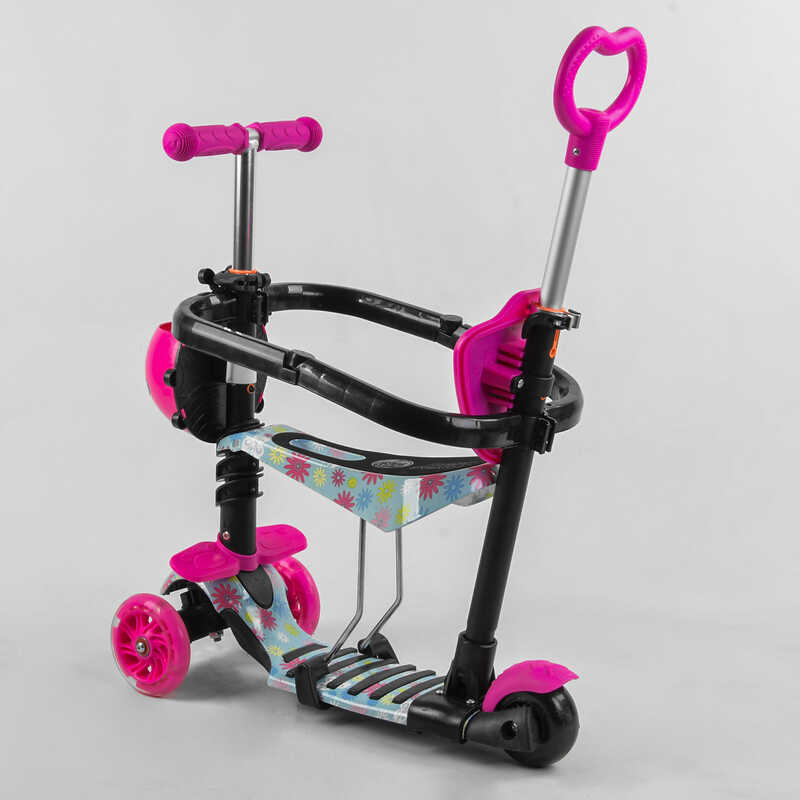 Самокат_5в1_S_4101_(1)_Best_Scooter_АБСТРАКЦИЯ_с_защитным_бампером_PU_колеса_ПОДСВЕТКА__КОЛЕС_в_коро