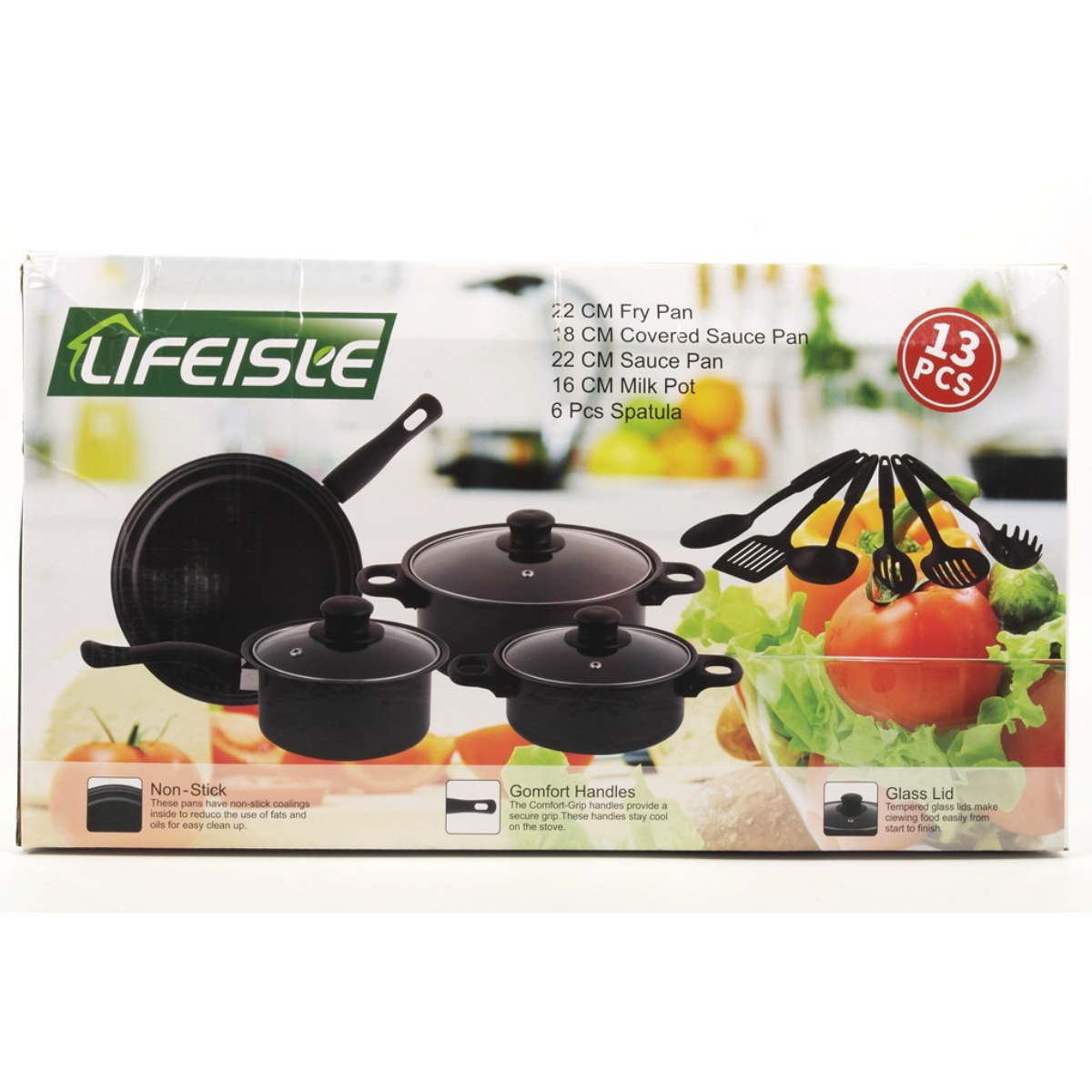 Смешанный кухонный набор посуды LIFEISLE 13 предметов (61001)