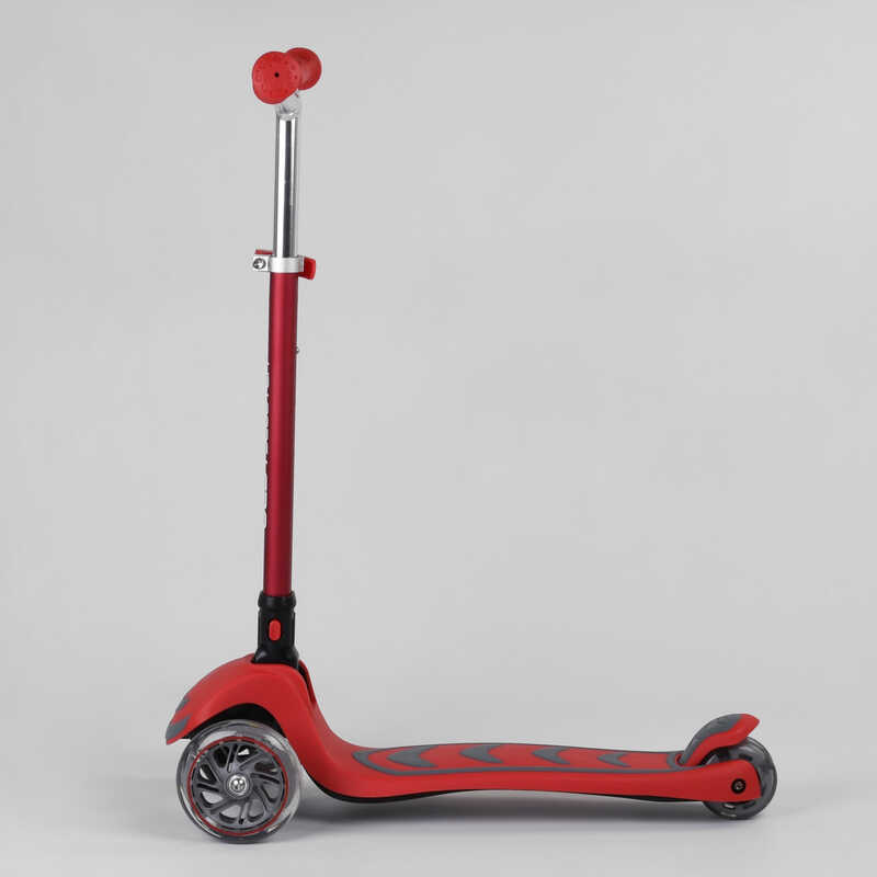 Самокат_трехколесный_Y-00325_(4)_Best_Scooter_КРАСНЫЙ_складной_алюминиевый_руль_4_колеса_PU_со_свето