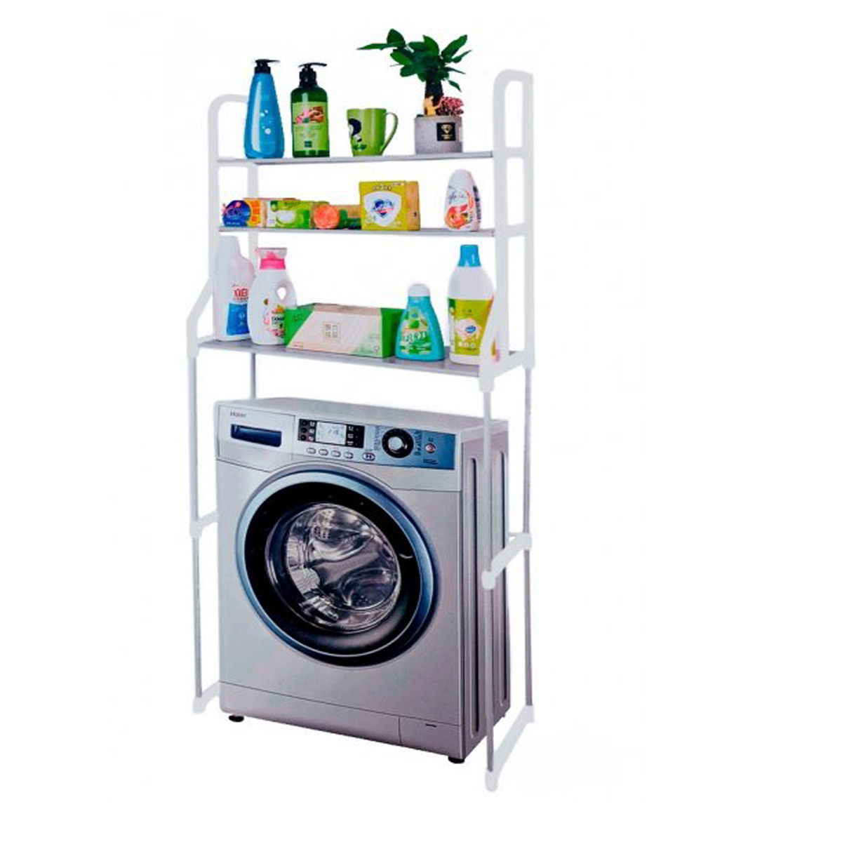 Полка стеллаж напольная над стиральной машиной Laundry Rack TW-106 Белый