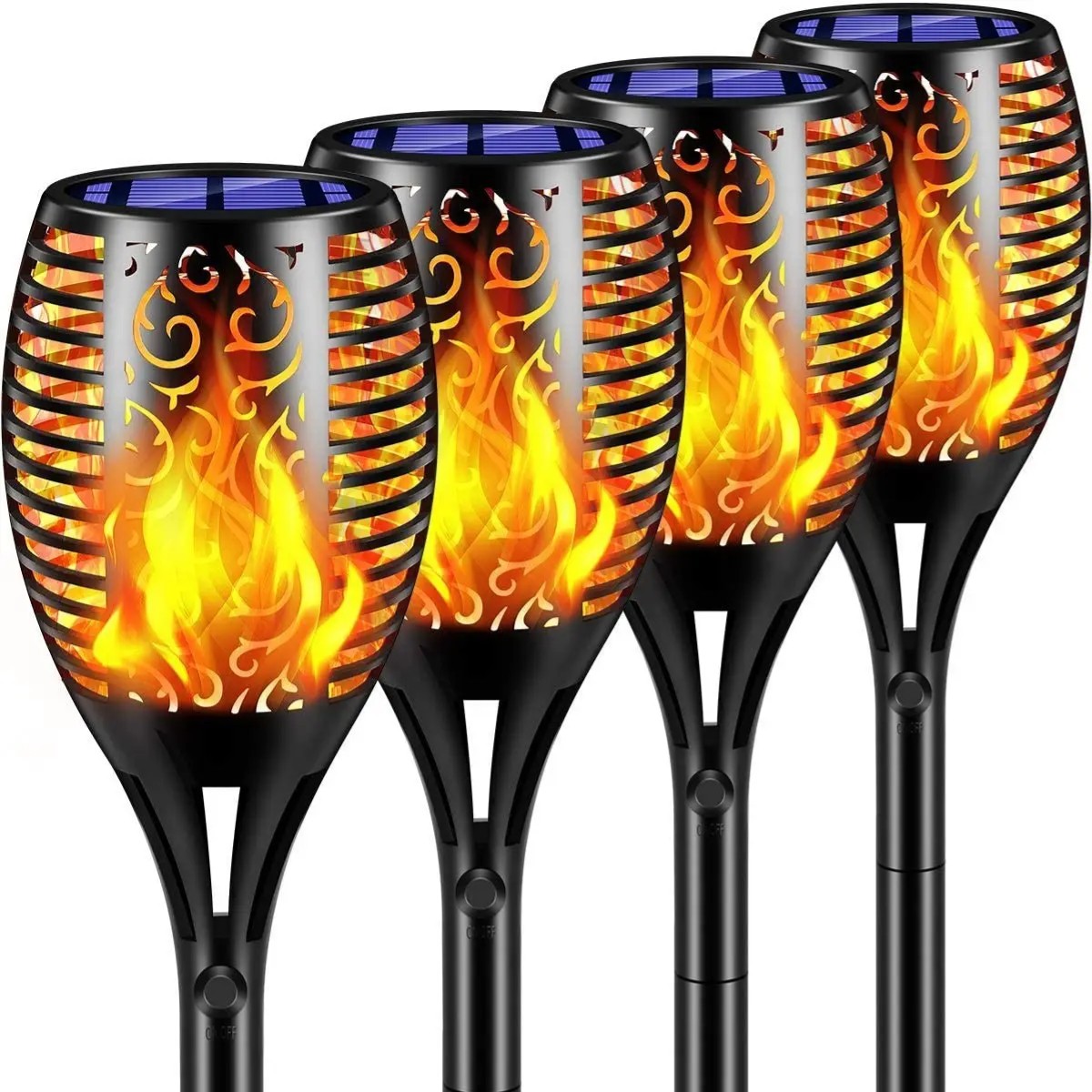 Водонепроницаемый садовый фонарь на солнечной батарее с эффектом пламени Solar flame 2 шт 52 см