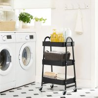 Этажерка на колесах STENSON 3 яруса 39 х 45 х 77 см (R93509-BL) Черная