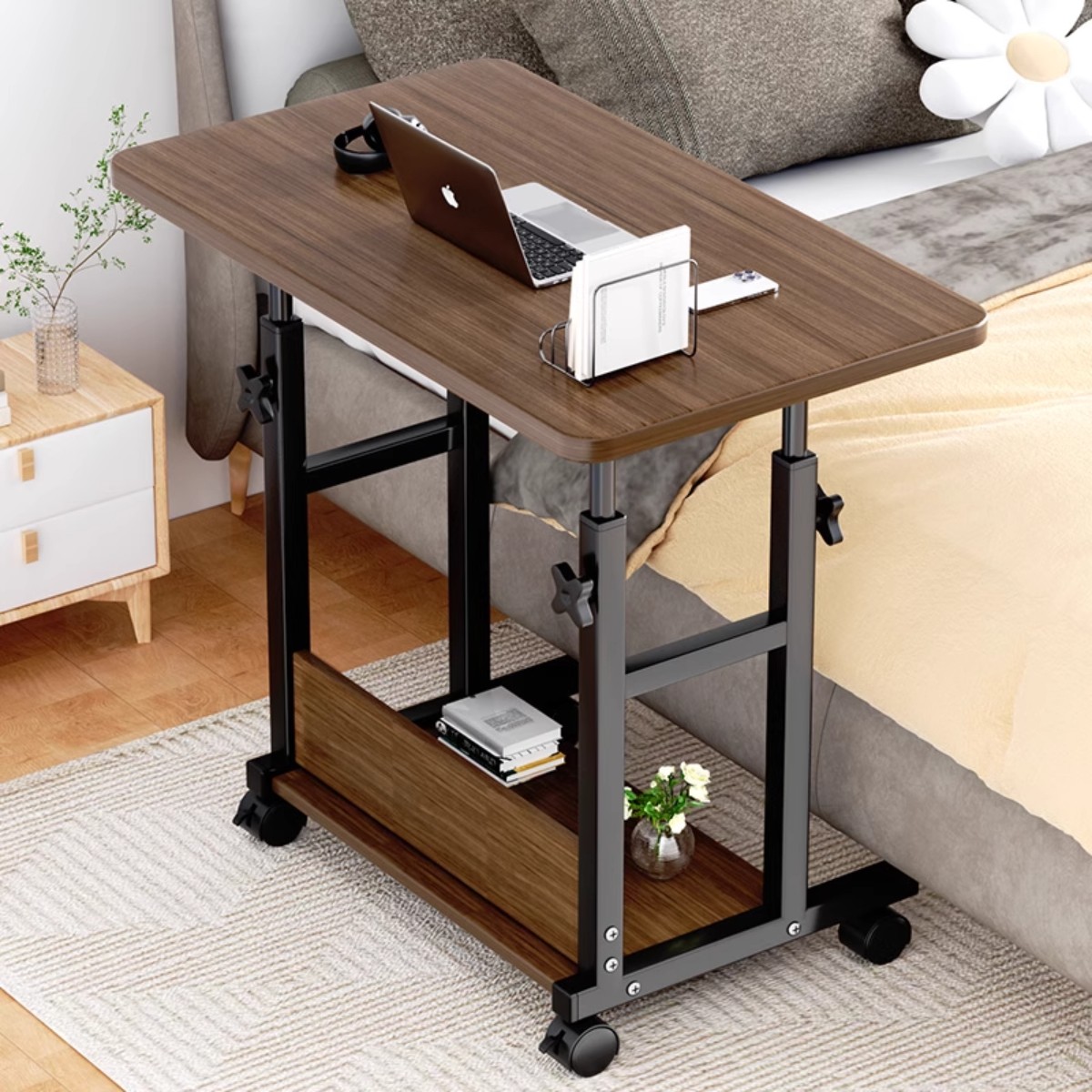 Стол компьютерный на колесиках с регулировкой высоты Laptop Table 80 х 40 х 69-90 см (M50261M-BR)