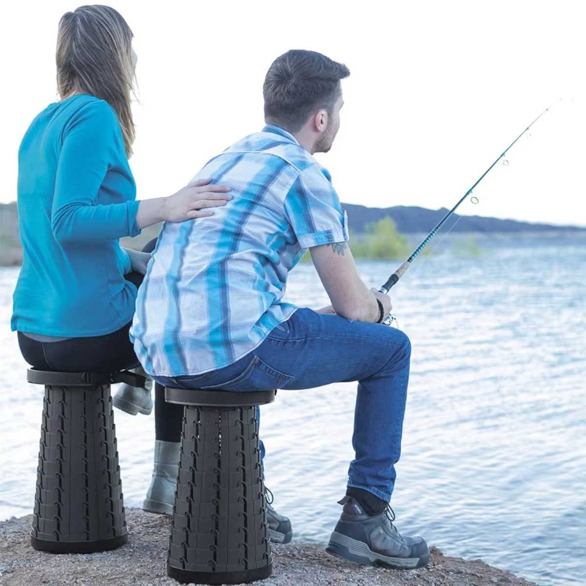 Стул складной туристический Telescopic Stool  (Черный)