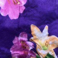 Плед двуспальный микрофибра ЛИША 180 х 200 (34477) Лилии на фиолетовом