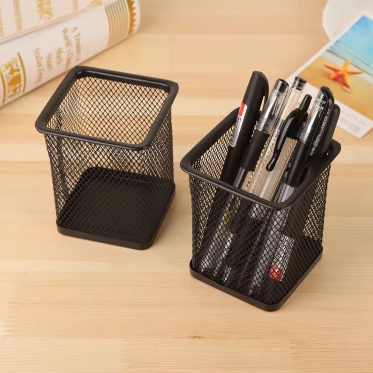 Металлическая подставка-стаканчик для ручек Pen Stand 8 х 8 х 9 см (WW01094ST) Квадратная Черная