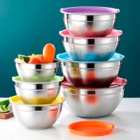 Набор мисок с крышками Salad Bowl из нержавеющей стали 14 предметов (R93816-14)