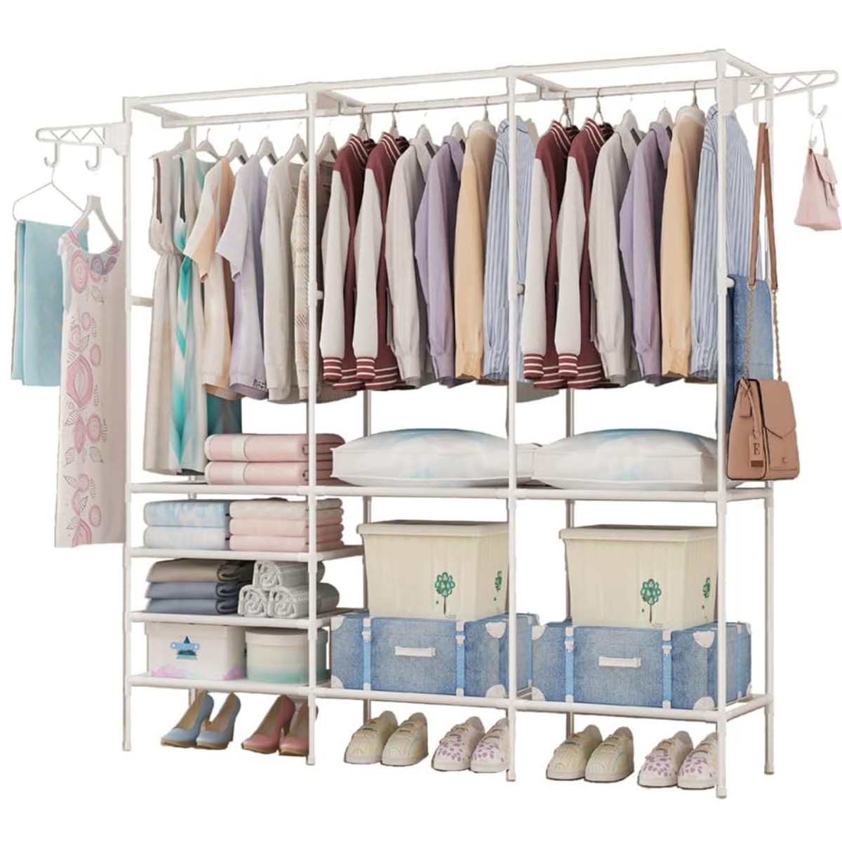 Вешалка напольная для одежды Coat Rack 3 секции (Белый)