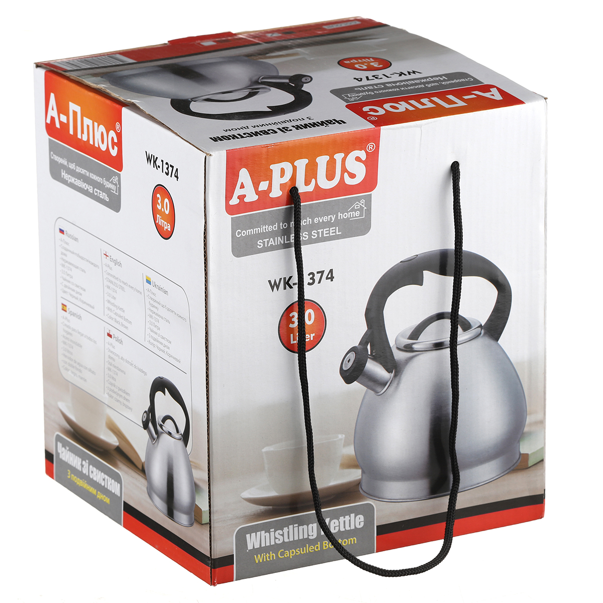 Чайник A-PLUS Econom зі свистком 3.0 л (1374-WK)
