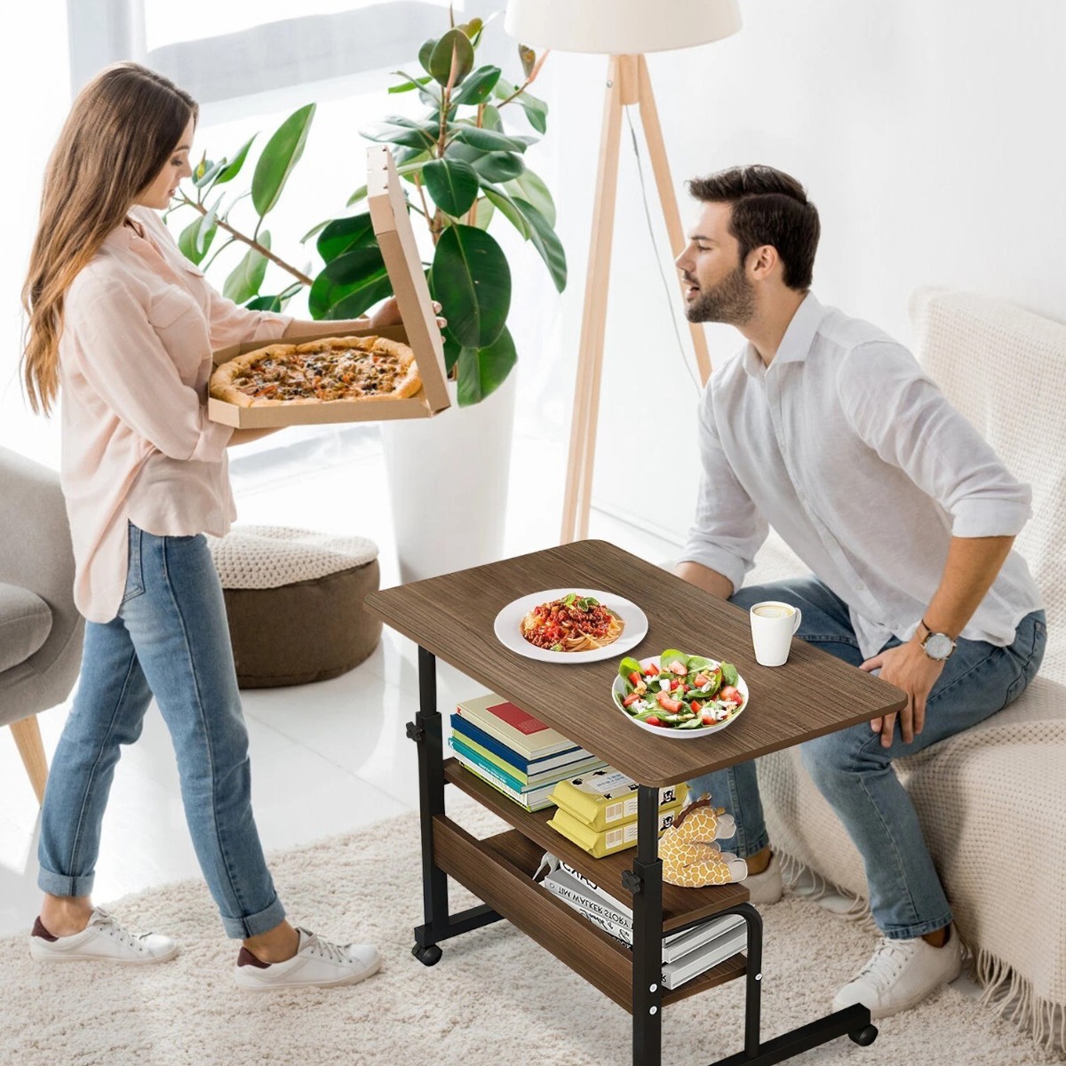 Стол компьютерный на колесиках с регулировкой высоты Laptop Table 80 х 40 х 69-90 см (M50259M-BR)