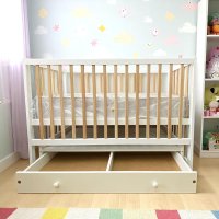 Кроватка детская маятник опускной борт + ящик TOYS 