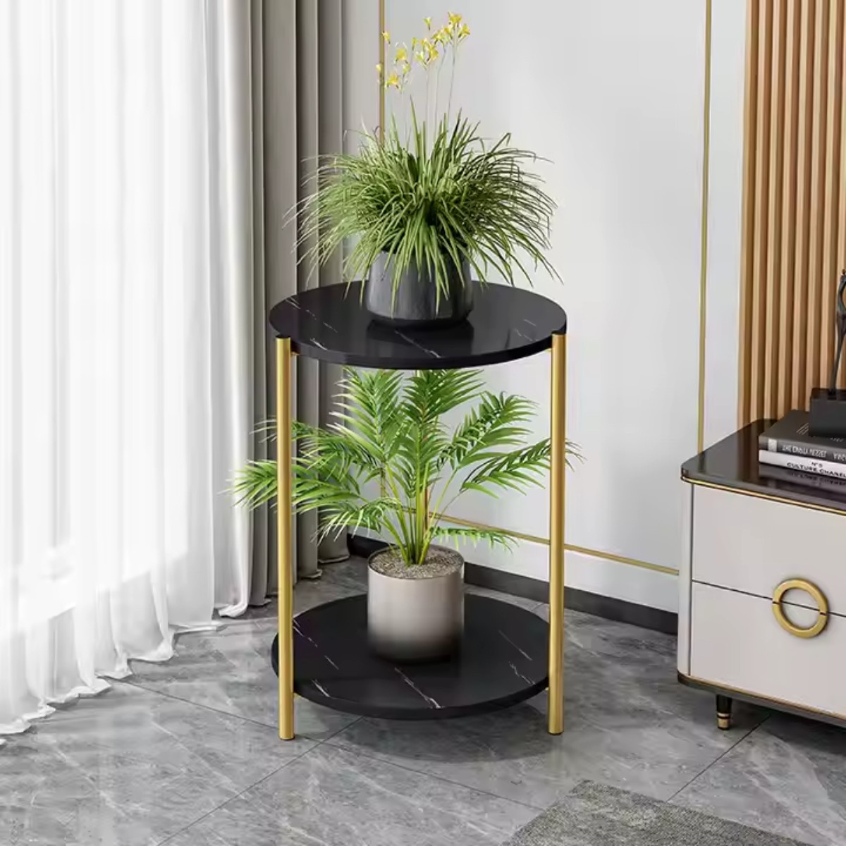 Стол журнальный Modern Home 2 яруса 30 х 30 х 60 см (M50269-BL) Чорний