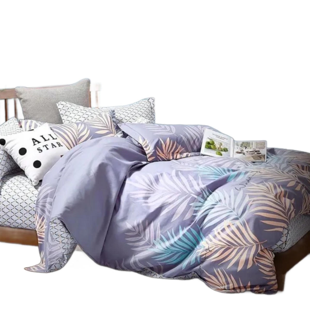 Комплект постільної білизни полуторний ZMW "Home Textiles" (37637) Пір'я на бузковому
