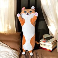 Мягкая плюшевая игрушка Кот Батон подушка обнимашка (40050) Оранжевый