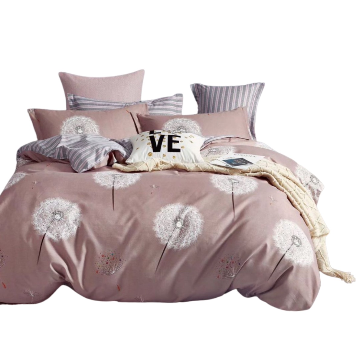 Комплект постельного белья двуспальный ZMW "Home Textiles" (37437) Одуванчики на розовом