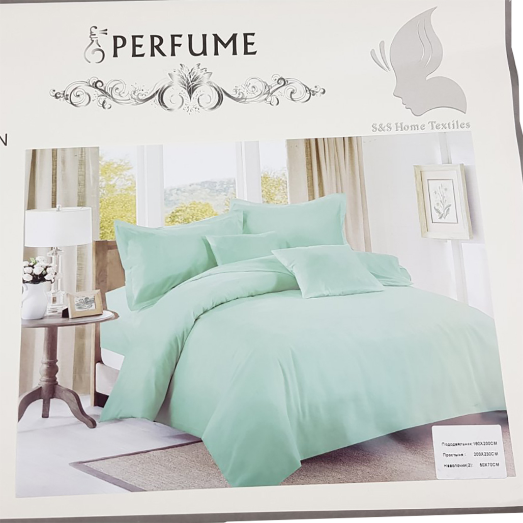 Комплект постельного белья Евро PERFUME коттон (31091) Бирюзовый