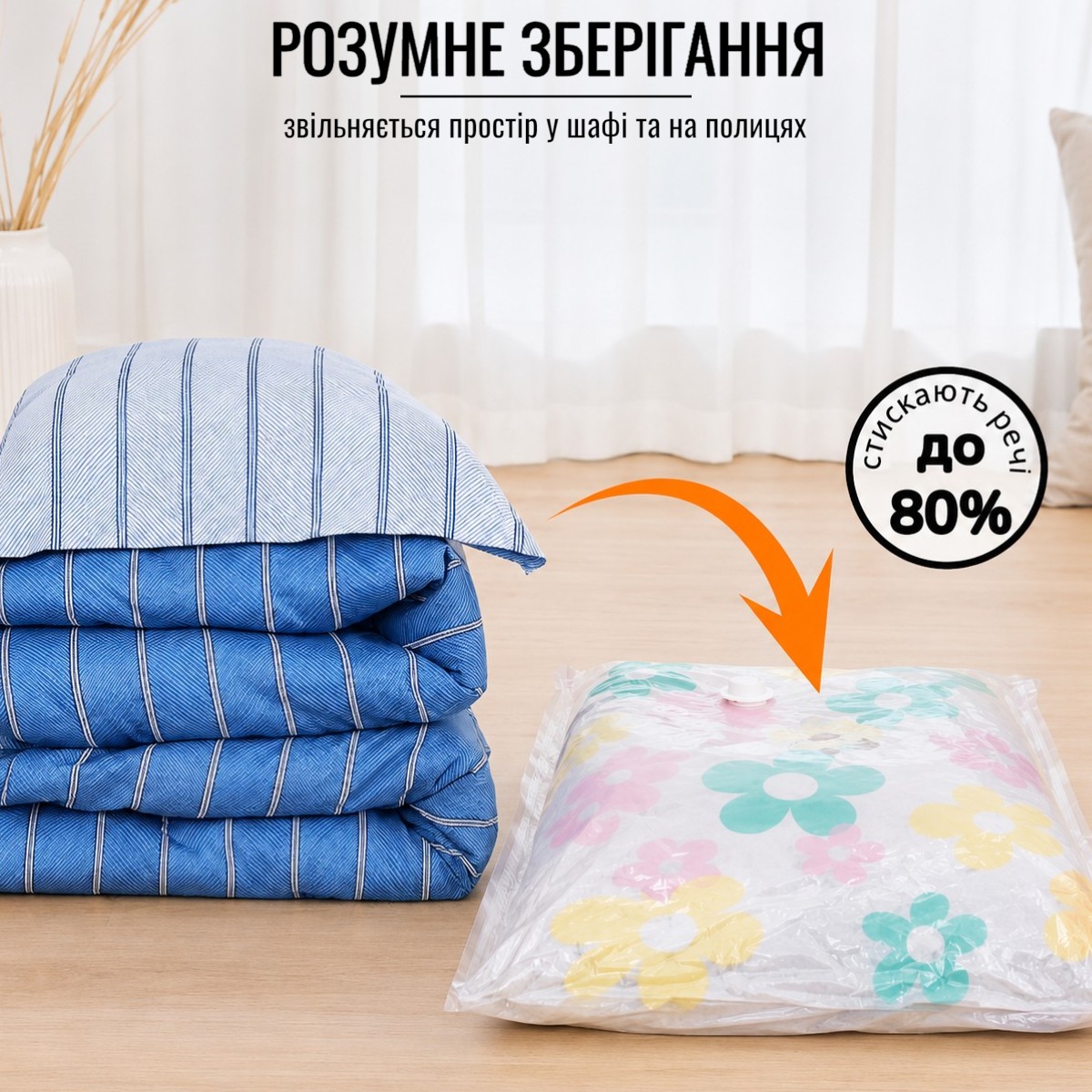 Вакуумный пакет для одежды с насосом VACUUM STORAGE BAGS 9 предметов (R26107)