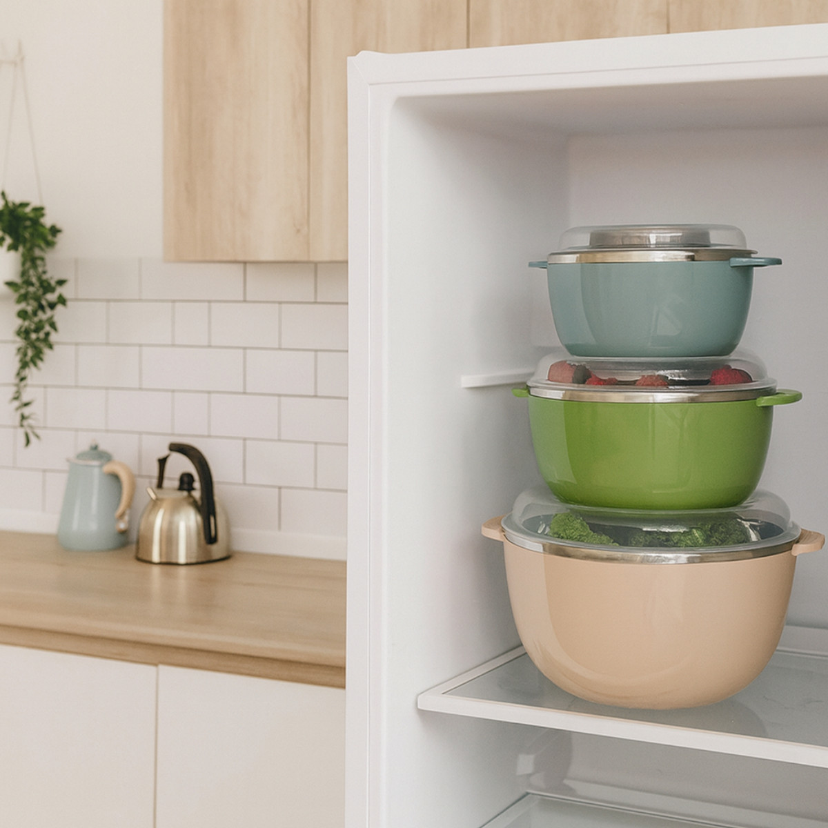 Набір мисок із кришками Salad Bowl із нержавіючої сталі 6 предметів (R93663)