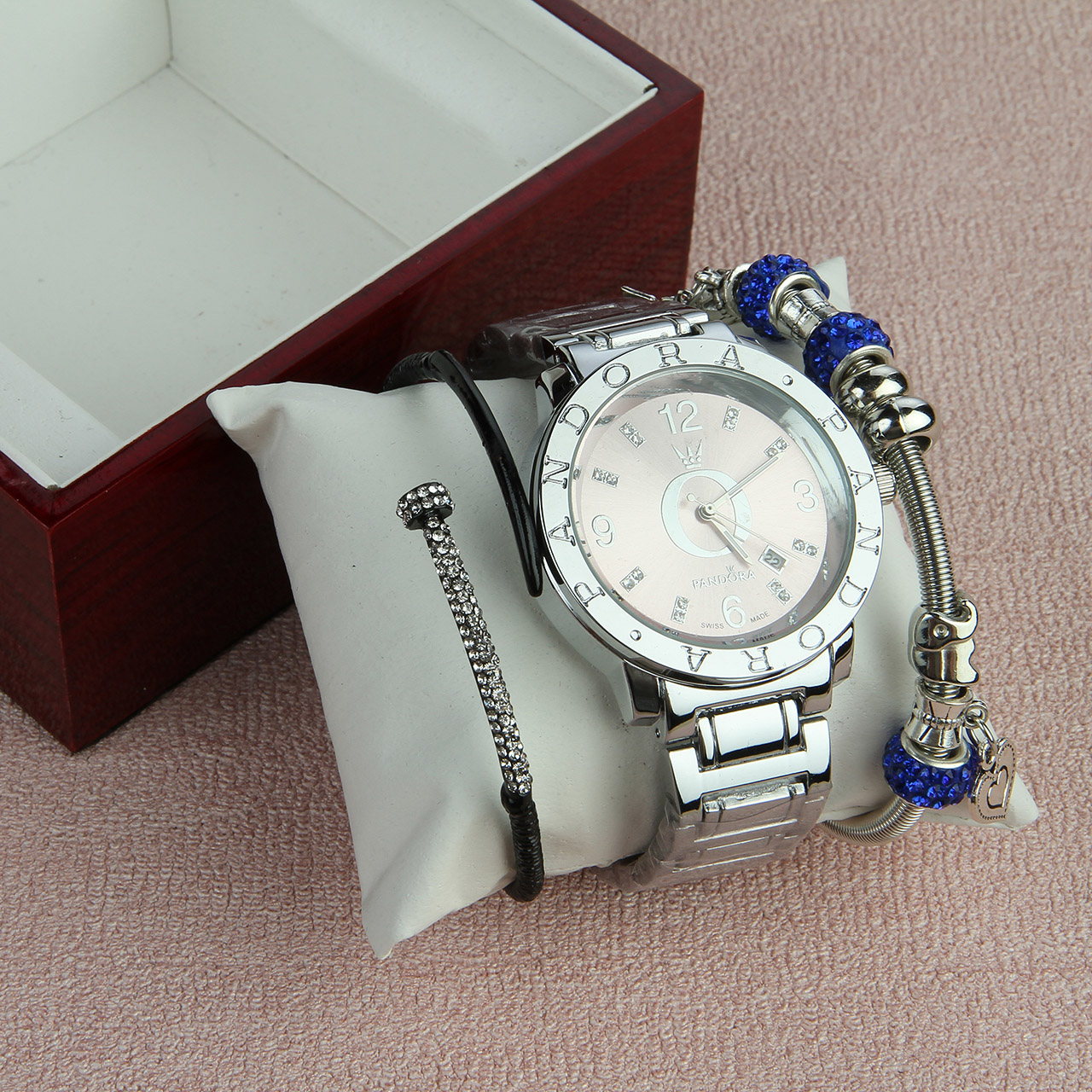 Часы женские Pandora silver с синим браслетом 14 Mix