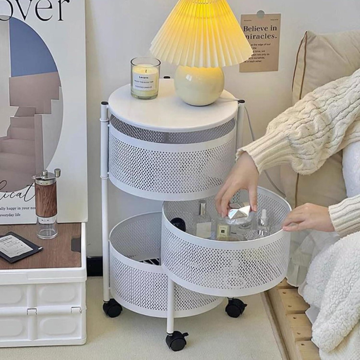 Этажерка на колесах Modern Home "Sphere" 3 яруса 34 х 60 см (R100101-W) Белая