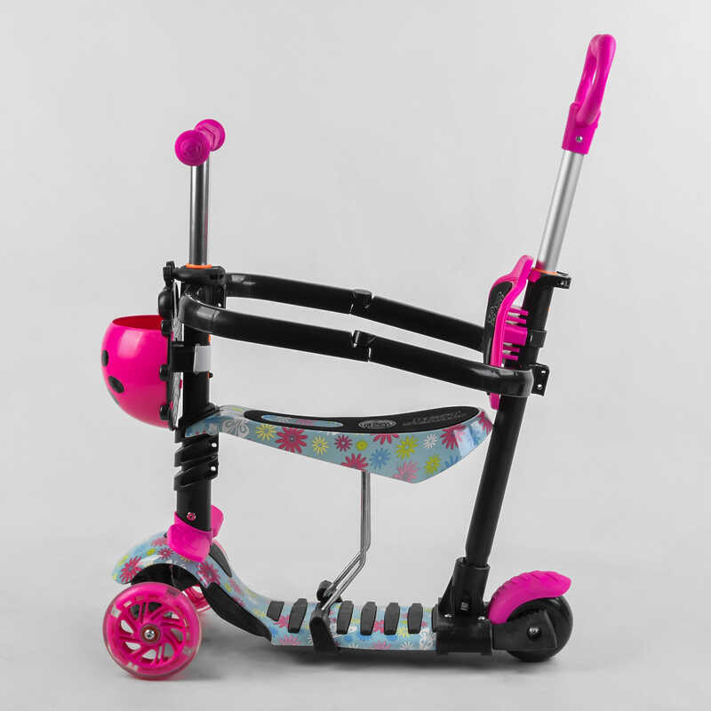 Самокат_5в1_S_4101_(1)_Best_Scooter_АБСТРАКЦИЯ_с_защитным_бампером_PU_колеса_ПОДСВЕТКА__КОЛЕС_в_коро