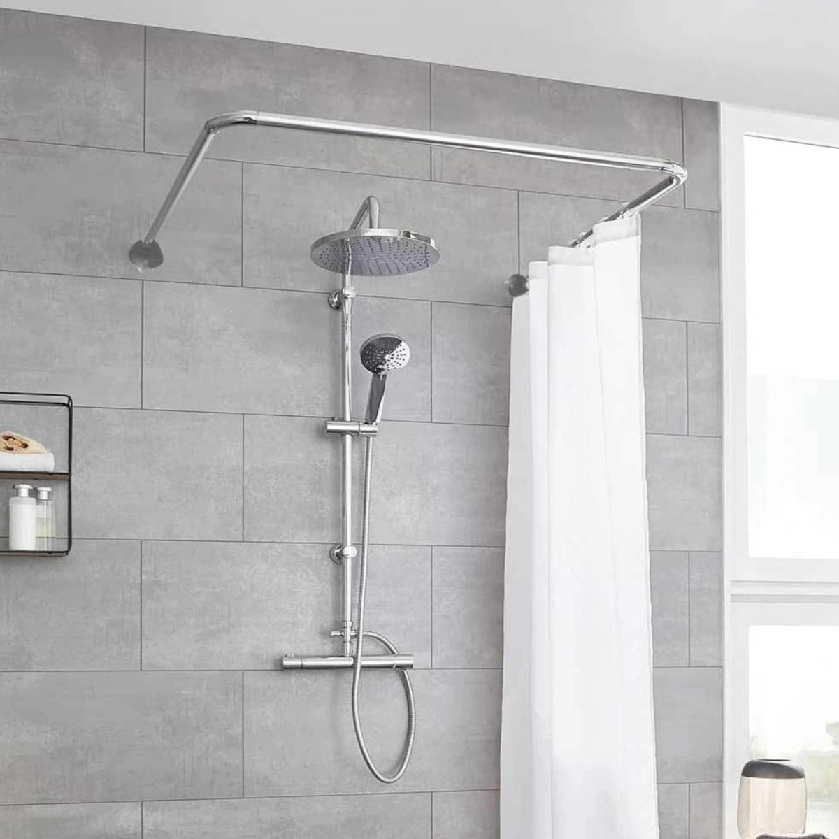 Карниз для ванной CORNER SHOWER CURTAIN ROD П-образный 80 х 80 х 80 см (R35993) Хром