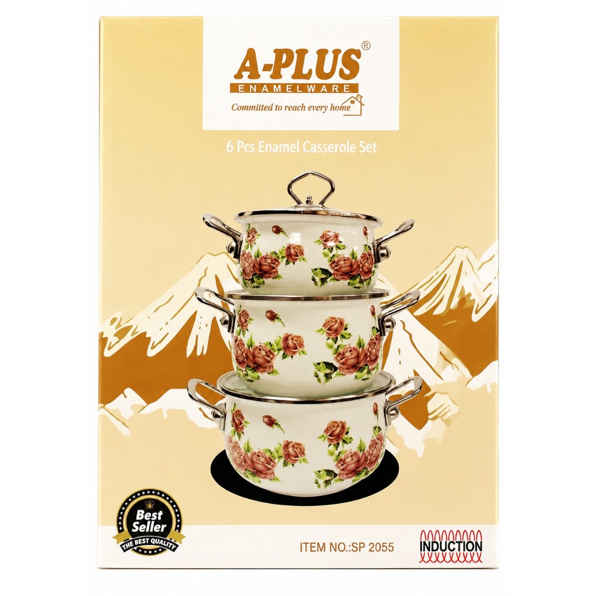 Набор кастрюль эмалированных A-PLUS 6 предметов (2055)