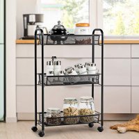 Этажерка на колесах Modern Home 3 яруса 44 х 25 х 63 см (M50288-3BL) Черная