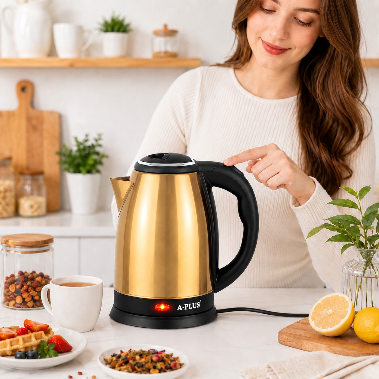 Электрочайник A-PLUS 2.0 л Нержавейка (2134)