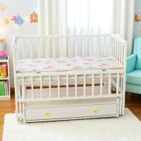 Кроватка детская маятник опускной борт + ящик TOYS 