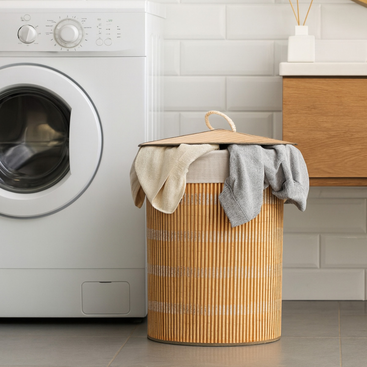Бамбуковая корзина для белья Bamboo Laundry с крышкой 48 х 35 х 60 см (R35876)