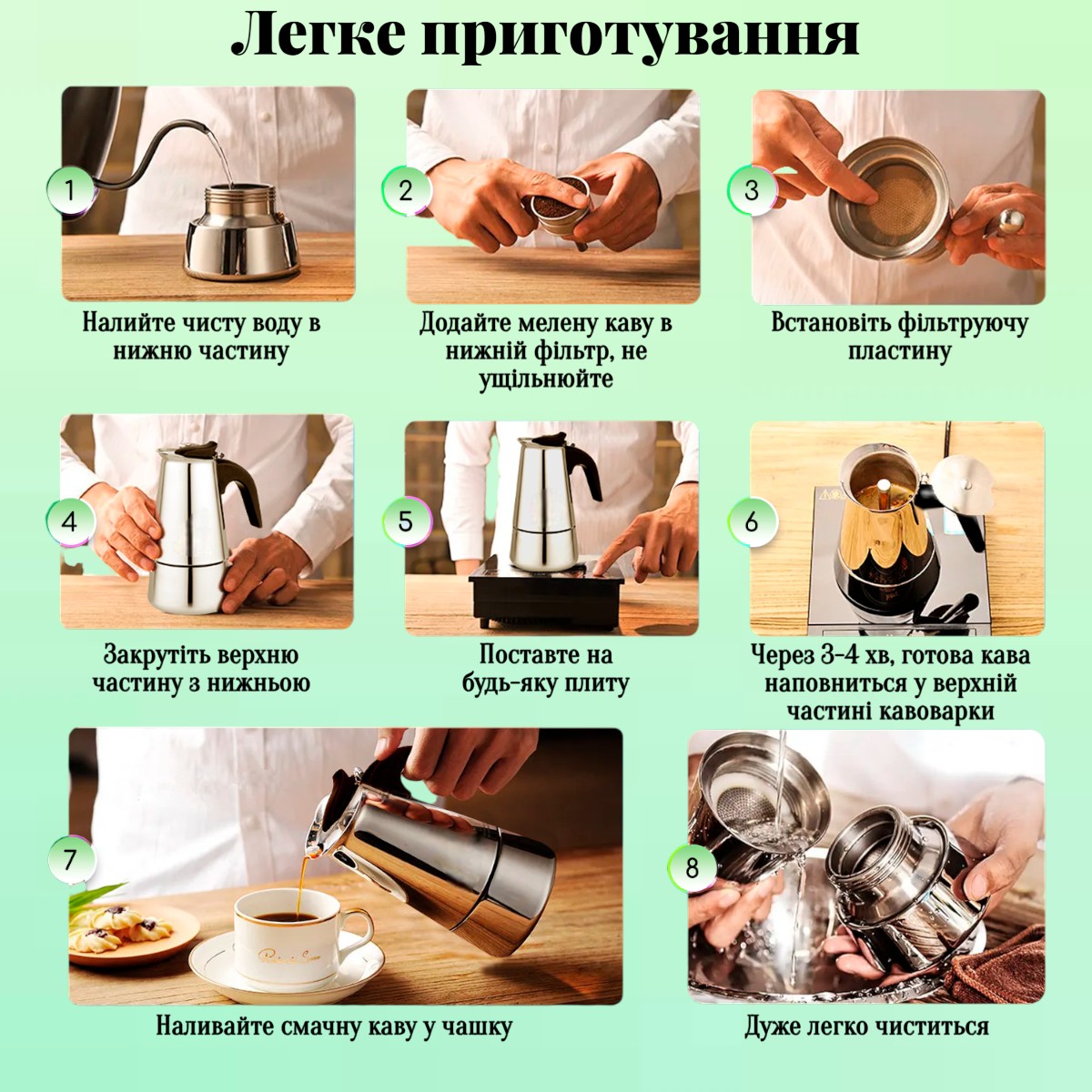 Гейзерна кавоварка Modern Espresso 450 мл на 9 чашок для газової плити, індукційної та електроплити