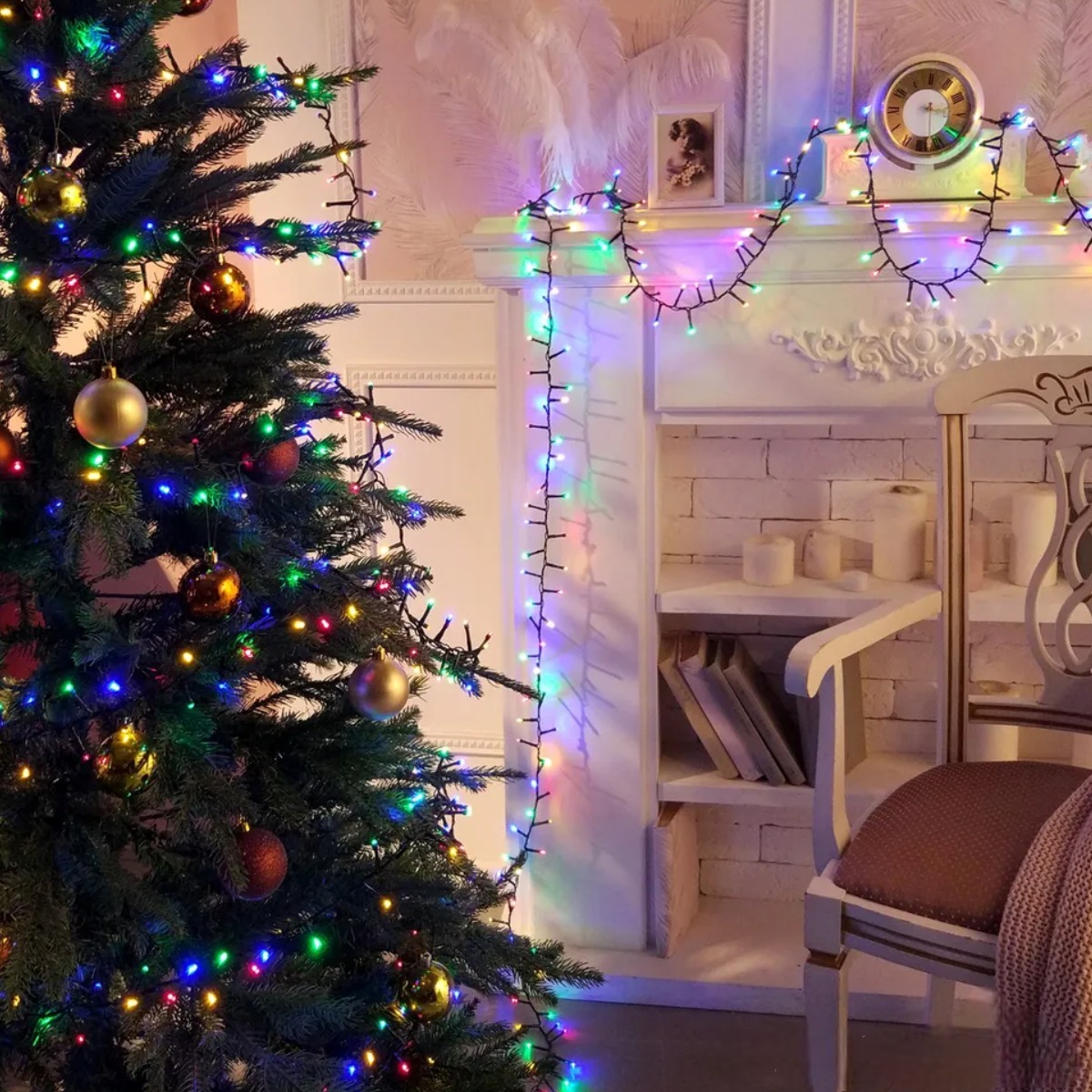 Гирлянда новогодняя Xmas 300 LED 25 м черный провод (RD7133) Мультицветная
