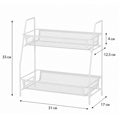 Полка-органайзер для ванной, кухни Storage Rack 2 яруса 31 х 17 х 33 см (TD01324/R33453) (Белый)